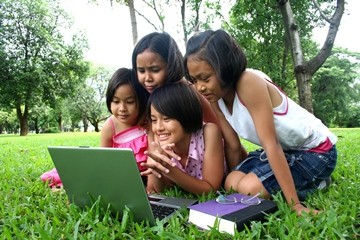 Girls with laptop